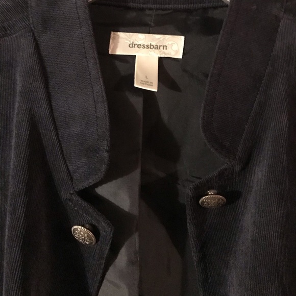 Dress Barn Corduroy Navy Blue Jacket Size L w/ Decorative Metal Buttons - Picture 4 of 6